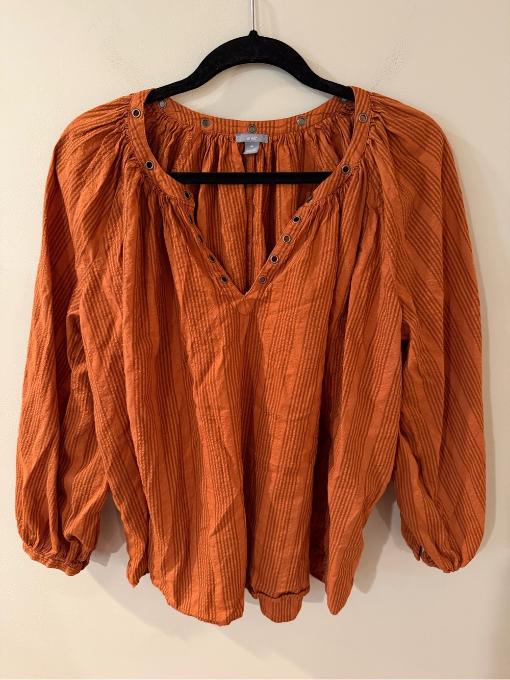 5/$25!! aerie Rust Orange Eyelet V-Neck Peasant Tunic